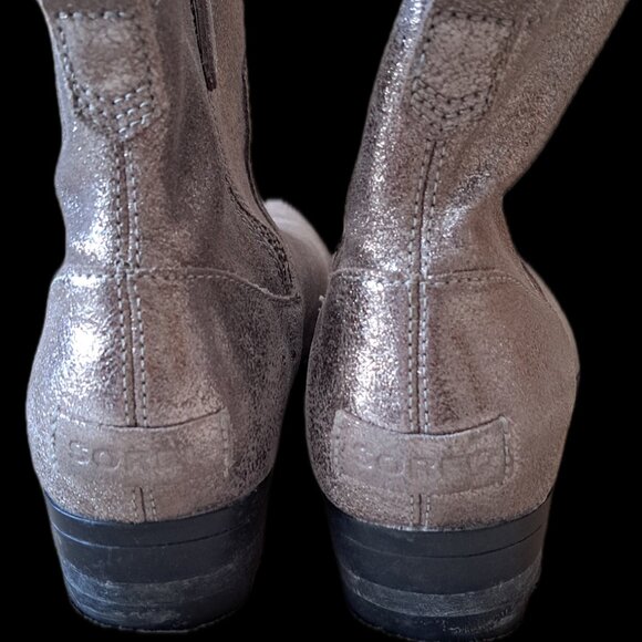 SIZE 10 Eye-catcher Sorel leather glitter ankle boots - Picture 4 of 6